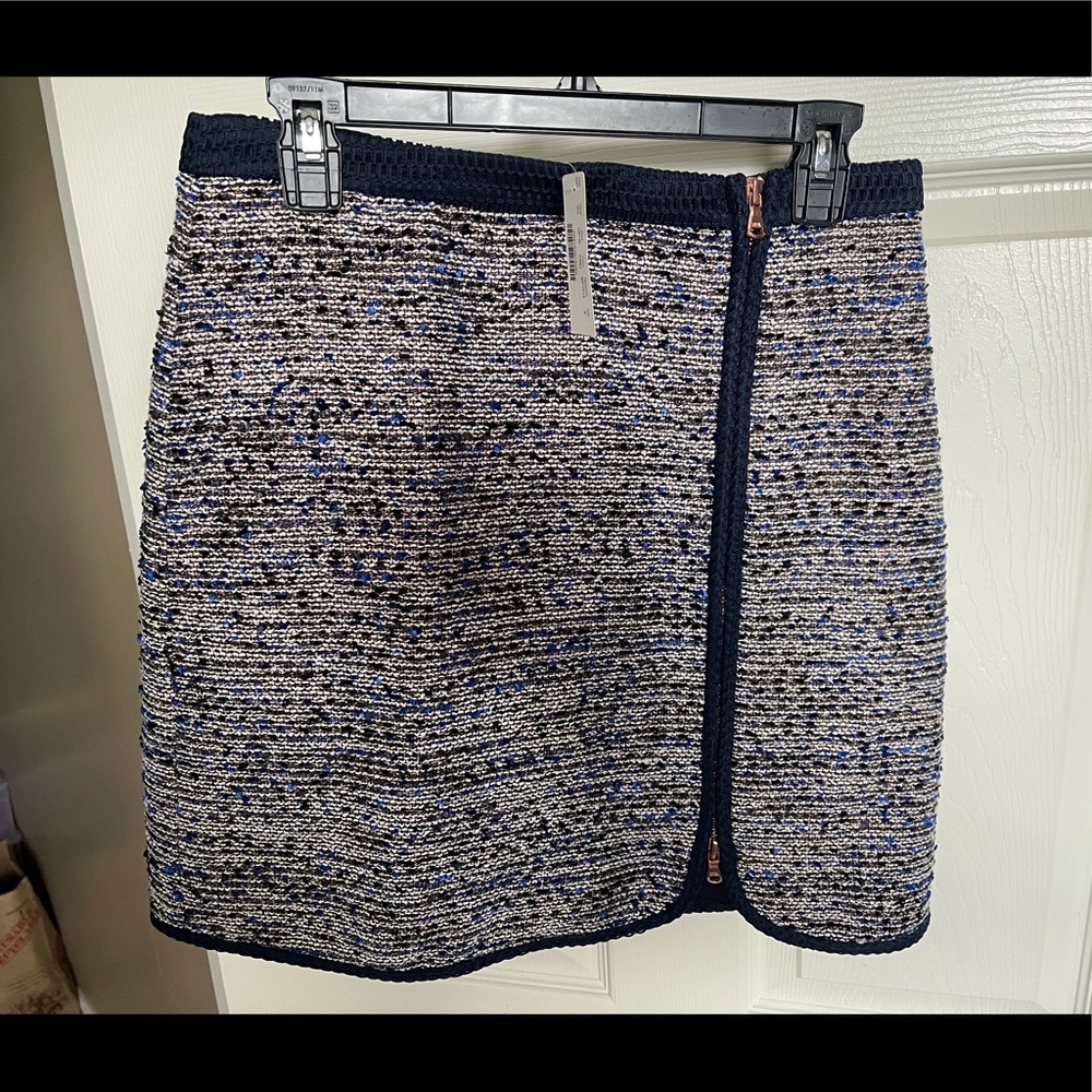 J. Crew metallic blue tweed mini skirt w/zip NWT-8